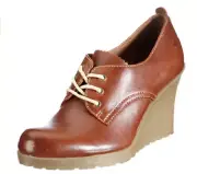 Doc Martens brown burnished servo lux Mimi wedge lace up shoe size UK9 US11L 10M