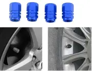4x Blue Valve Caps Wheel Tyre Tire Stems Air Dust Cover Screw Car Truck Bike