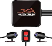 Vsysto Motorcycle Dash Cam, Dual 1080P Camera, 4.5-inch 170 ° Front and Rear Wide-Angle Lens, with WiFi, GPS, Wireless Controller, Screen Voltage Show, Mountain Bike Camera Handlebar+64GB Card (3.0")