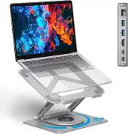 USB C Laptop Docking Station Stand, 4K HDMI, 2 USB 3.0, RJ45 Ethernet, 360 Rotat