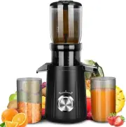 Cold Press Juicer, 4.4"Large Feed Chute Slow Masticating Juicer Machines w/ 2...