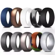 Silicone Rubber Wedding Rounded Band Ring Flexible Comfortable Work Sport 9MM