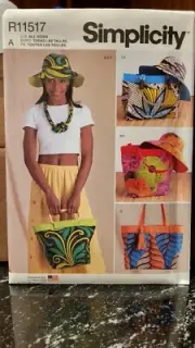 SIMPLICITY SEW PATTERN R11517 BAGS TOTES HAT NECK FASHION MANY SIZES STYLE UNCUT