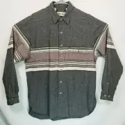 NWT Eddie Bauer Chamois Shirt Mens Medium USA Made Button Up Charcoal Pattern