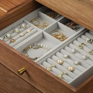 首飾展示托盤絨布手飾品珠寶戒指手鐲耳釘項鏈耳環收納盒放抽屜里