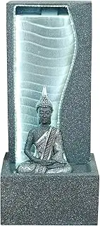 ARTINEST Indoor Outdoor Tabletop Unique Spiral Buddha Water Fountain with LED Light and Adjustable Speed Control Pump (Size: 77CM x 35CM x 29 CM,Silver)