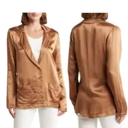 Elie Tahari Satin Blazer Walnut Brown Size Medium NWT $180 MSRP