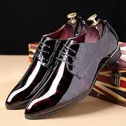 Men's Patent Leather Oxford Dress Shoes - Red and Black, Ideal for Formal Events and Parties