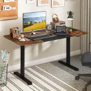 CostwayElectric Standing Desk Adjustable with Cable Management Hole-Brown