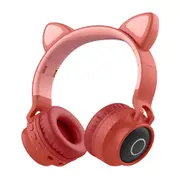 Cat Ears Headset Wireless Glowing Headset Computer Gaming Headset - Red