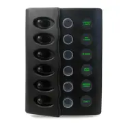 12V~24V Multivolt Marine-Grade Waterproof 6 Gang LED Backlit Switch Panel with C