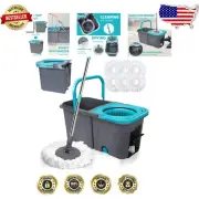 Stackable Spin Mop Set with Self-Wringing Bucket - Deep Clean for Every Surface