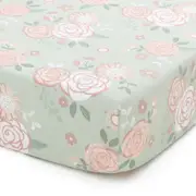 The Peanutshell 135cm Cotton Vintage Floral Cot Fitted Sheet Nursery Bed Cloth