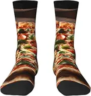 [EdWal] Soft 3D Pizza Pepperoni print Moisture Wicking Socks Sports Socks for Men and Women Warm thermal Boot Hiking Socks