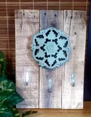Wooden Farmhouse/Rustic Decorative 3 Hook Key Holder Wall Mount Handmade