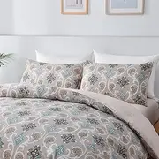 4PCS Quilt/Duvet Cover Flat Sheet Pillowcase Soft Microfiber Bedding Set (Beige, King)