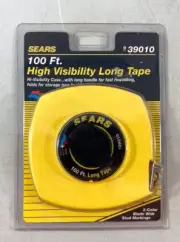 Vintage Sears 100 ft High Visibility Long Tape 2 Color w. Stud Markings NEW USA