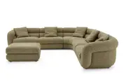 Solari Performance Fabric L-Shaped Sectional Sofa with Ottoman