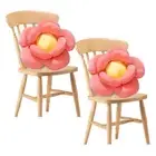 SOGA 2X Red Double Flower Shape Cushion Soft Bedside Floor Plush Pillow Home Dec