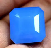 Sky Blue Fire Opal Loose Gemstone Square Cut 21.65 Ct Certified Mexican Stone