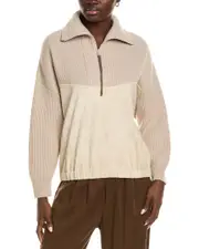 Brunello Cucinelli Leather & Cashmere-Blend Pullover
