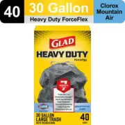 Glad ForceFlex Heavy Duty Trash Bags With Clorox, Mountain Air Scent, 30 Gallon,