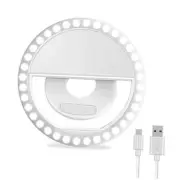 Selfie Ring Light, Rechargeable Portable Clip-on Selfie Fill Light with White