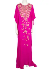 Fuchsia Silk Embroidered Dress