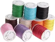 DIY Craft Making 10pcs 10m Waxed Cotton Cords 1mm Diameter Mixed Colors