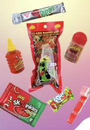 Chamoy Pickle Kit + Swinkles + Lucas + Fruit Roll Up + Fruit By Ft Candy Kit