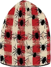 Yoogain Black Insect Buffalo Plaid Snowflakes Men Beanie Beanie Hats for Women Warm for Snowboarding, Black Insect Buffalo Plaid Snowflakes, One Size