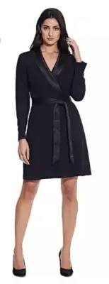 Adrianna Papell Women's Jersey Tuxedo Sheath Dress Black Size-8 Cocktail