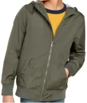 Youth Boys Jacket Coat Hooded Zip Front Outerwear Army Green Wind Breaker