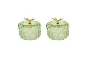 2x Urban Gold Dragonfly Glass Round Trinket Box Tabletop Display Decor Green 7