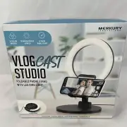 Merkury Vlog Cast Studio Kit Remote-Stand- And LED Ring Light Vlogger
