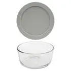 Pyrex 7200 2-Cup Glass Food Storage Bowl w/ 7200-PC 2-Cup Jet Gray Lid Cover
