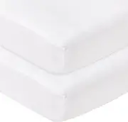 Sasma Home - Pack of 2 -100% Jersey Cotton Crib Next2Me Fitted Sheets - Next2Me Compatible Crib Fitted Sheet (50x85cm) Pack of 2 White