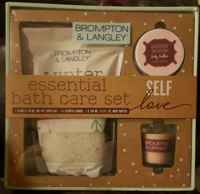 Brompton & Langley Essential Bath Care WINTER WOODS Salts/Body Butter/Candle