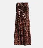 [Ganni] Ganni Sequined maxi skirt AU 4 brown
