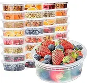 Pokanic Food Storage Containers [30 Set] 8 oz Plastic Deli Containers with Lids Slime Soup Meal Prep Reusable | BPA Free | Stackable | Leakproof | Microwave/Dishwasher/Freezer Safe (30 Set, 8 oz)