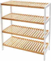 Smartlink 4 tier Natural solid wooden shoe rack cabinet storage Organiser Stand Shelf