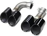 Quad Car Round Nozzle Stainless Steel Exhaust Tip TailTip Compatible For BMW G01 X3 G02 X4 2018-2022 Upgrade X3M X4M Look Muffler Tips(Black B)