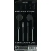Sentry Twist Earbuds w/ Inline Mic 3.5mm Aux & Carrying Case Multiple Colors