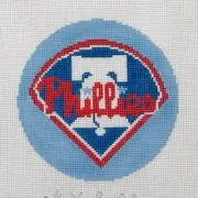 Hand Painted Needlepoint Canvas Philadelphia Phillies Christmas ornament bell
