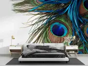 3D Colour Peacock Feather Wall Mural Wallpaper WJ 2078