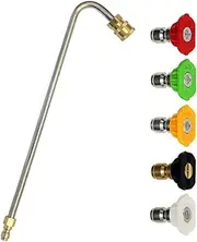 High Pressure Washer Extension Wand Gutter Cleaning Rod with 5 Nozzle Tips for Car Wash Roof Cleaning Vehicles (Black)