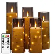 Flameless LED Candles with Timer 5 Pc Flickering Flameless Candles for