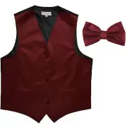 New Men's Formal Vest Tuxedo Waistcoat burgundy_Bowtie wedding prom party
