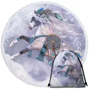 The Cloud Dancer Magical Native American Horse Round Beach Towel