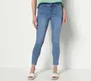 Laurie Felt Silky Denim Ankle Skinny Jeans Slit & Raw Hem Size 3X Blue A518609